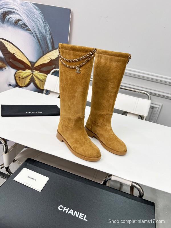 Chanel 2025/SS Quilted Leather Chain Four-Leaf Clover CC Flat Ankle Boots - LY00510