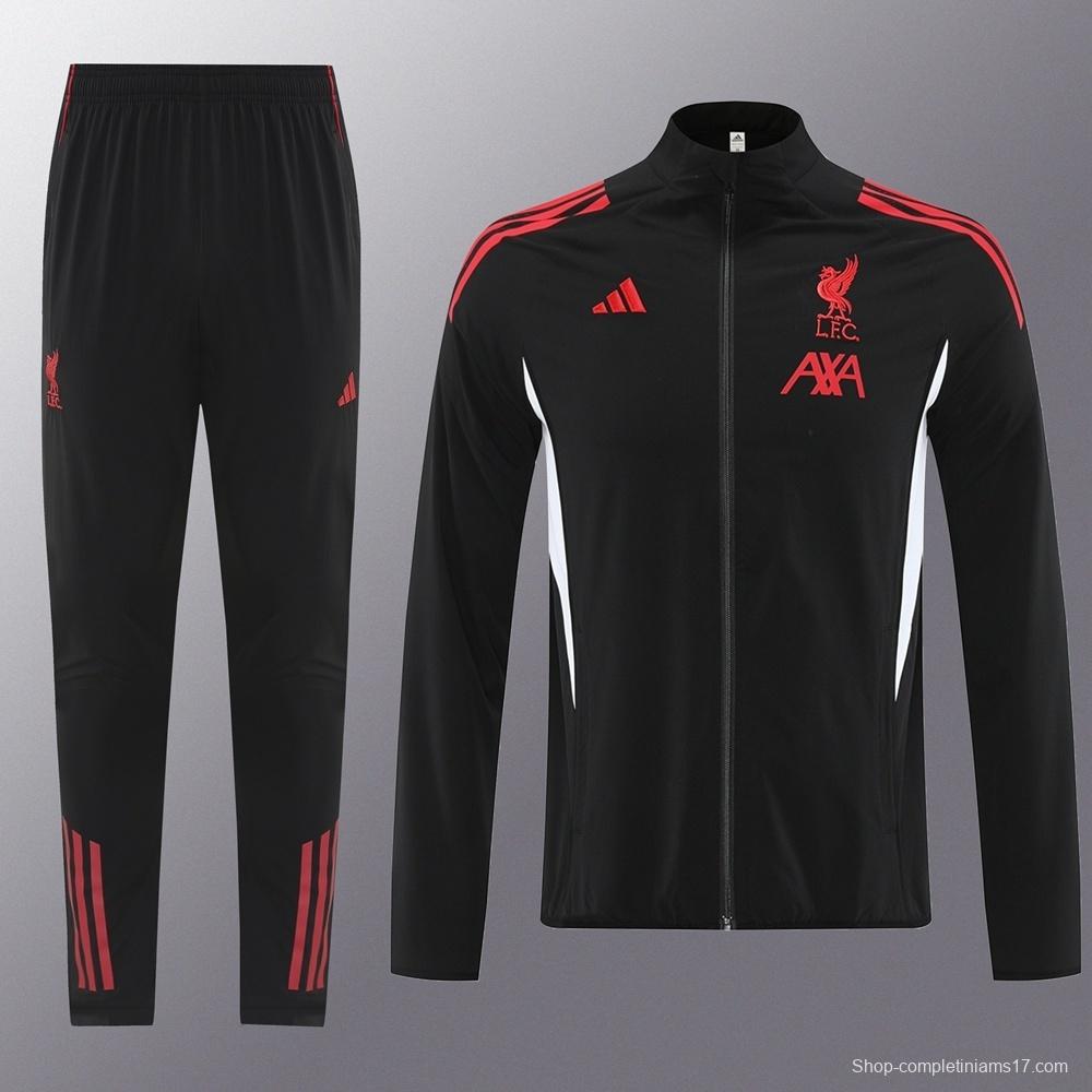 25/26 Liverpool Black S-2XL Half Zipper Jacket+Long Pants