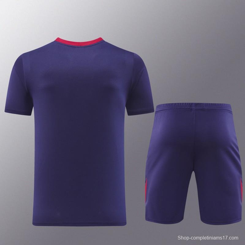 2025 England Purple Short Sleeve+Soccer Shorts