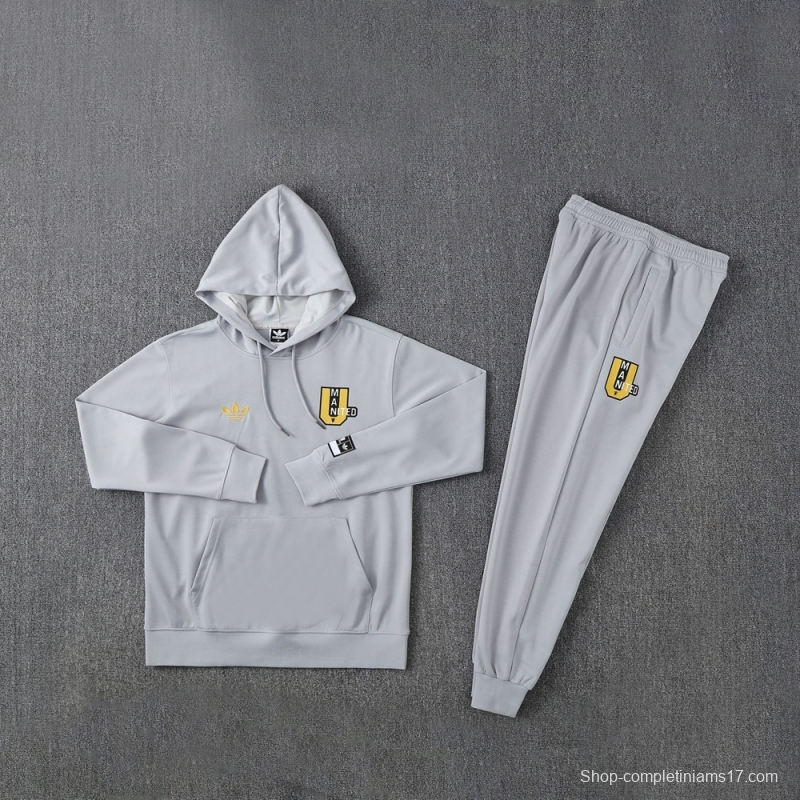 25/26 Manchester United Gray Half Zipper Jacket+Long Pants S-2XL