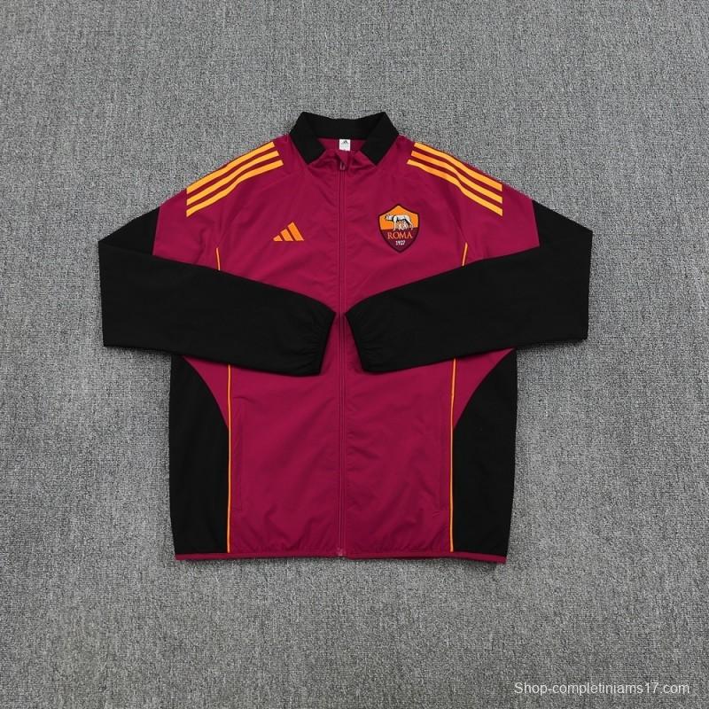 25/26 AS Roma Maroon S-3XL Half Zipper Jacket+Long Pants