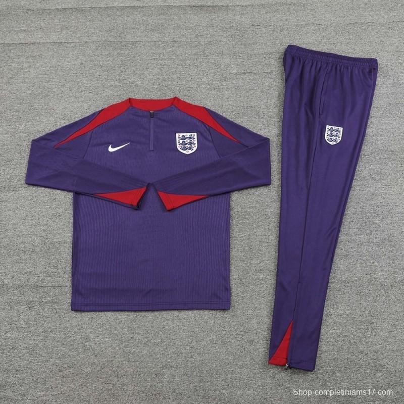 2025 England Purple Half Zipper Jacket+Long Pants