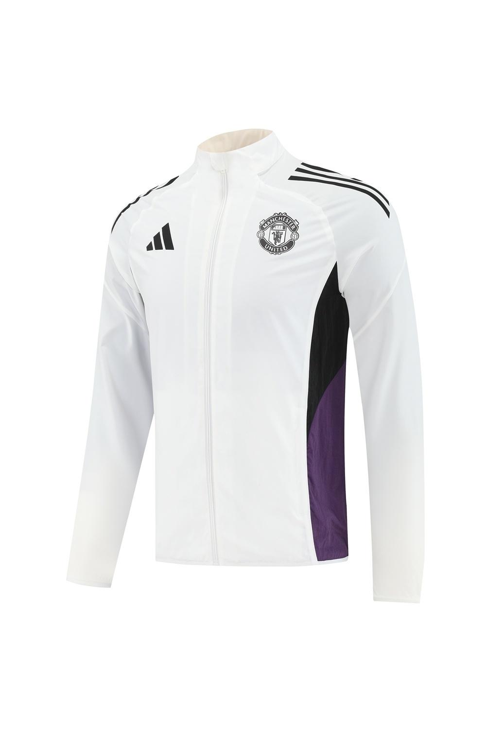 25/26 Manchester United White S-3XL Half Zipper Jacket+Long Pants