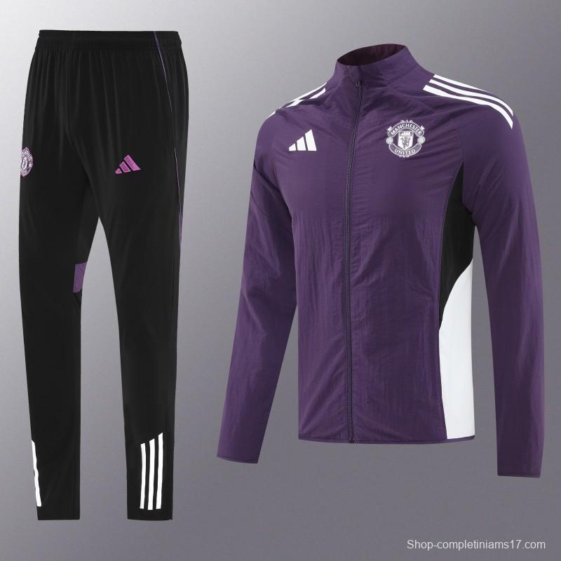 25/26 Manchester United Purple S-2XL Half Zipper Jacket+Long Pants