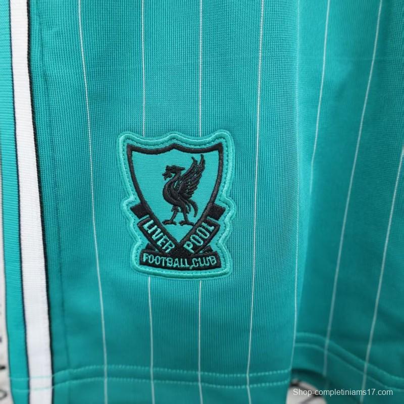 25/26 Liverpool Adidas Original Green with Teal Pinstripes Shorts
