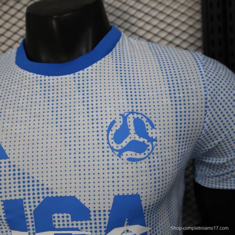 2025 Player Version  USA  Away White with Blue Halftone Gradient Pattern World Cup Commemorative Jersey