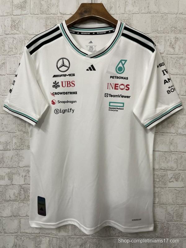2026 F1 Mercedes-AMG Petronas F1 Team White with Teal and Black Trim Jersey