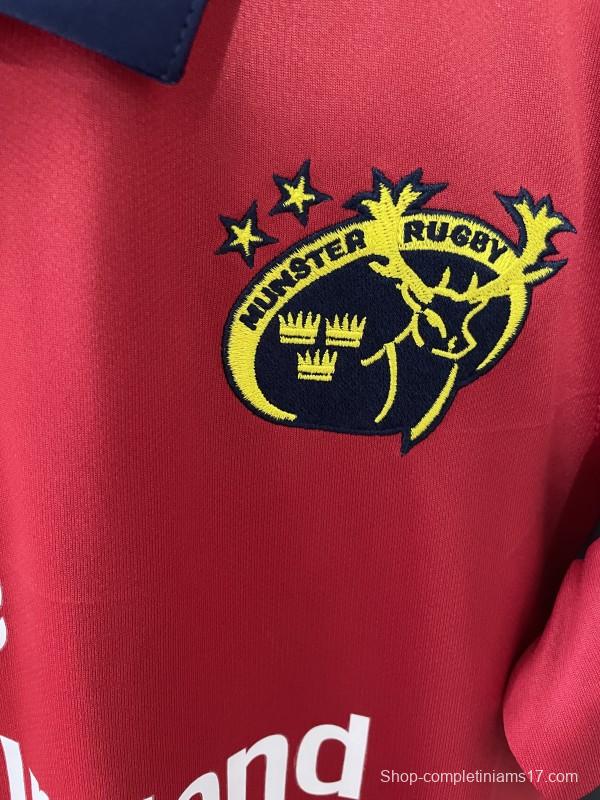 25/26 Munster Rugby Red with Navy and Grey Stripes Jersey