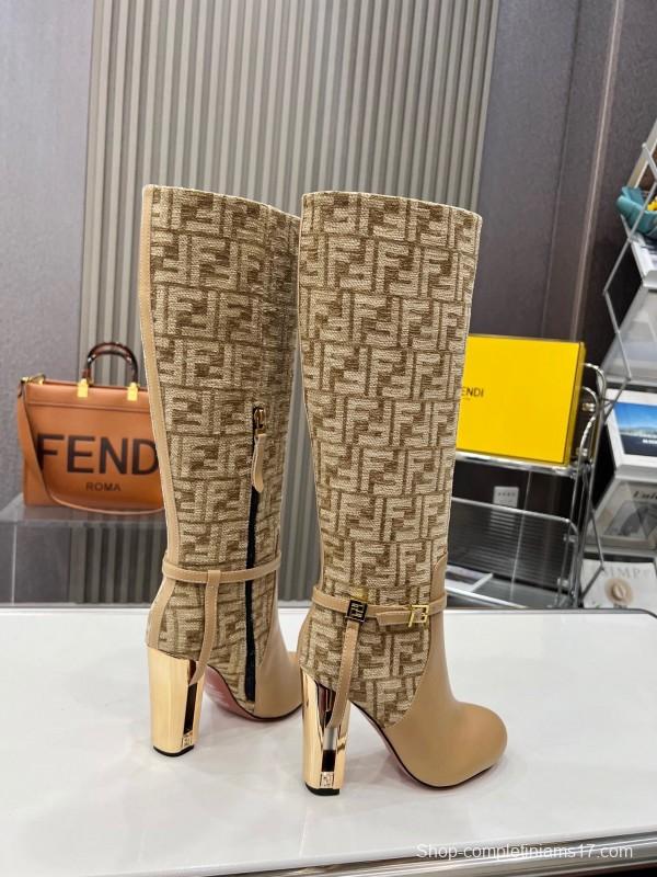 FENDI Delfina Round Toe Boots with FF Buckle - LY00