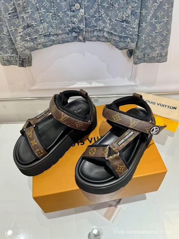 LV 2025/SS Latest High-End Fashion Versatile Flat Platform Sandals - LY00
