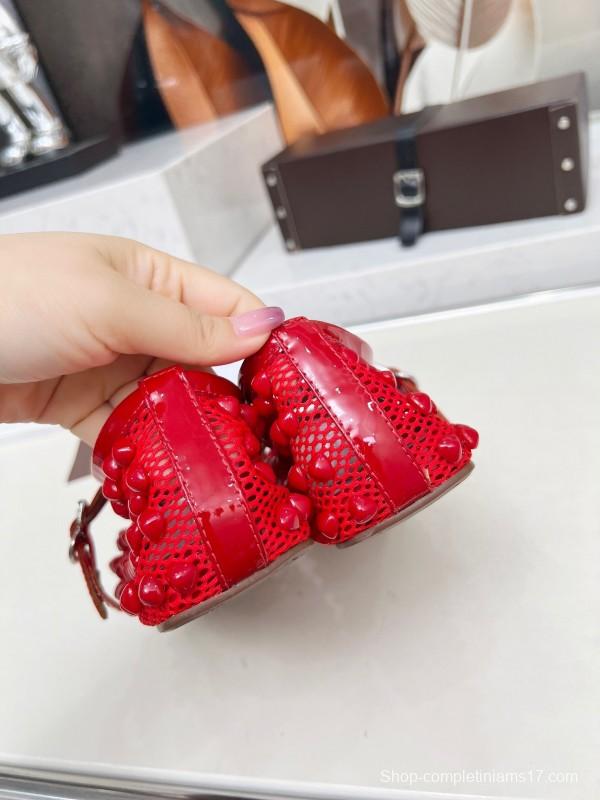 Alaia 2025/SS Beaded Openwork Ballet Dance Shoes with Mixed Lamb Leather Insole and 0.8CM Inner Height - LY00280