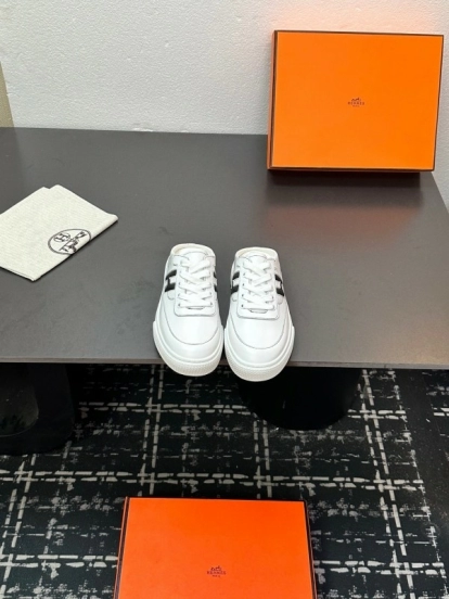 Hermès Deep Series Couple White Sneakers Casual Skate Shoes - AS00320