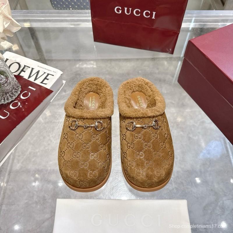 Gucci 2025 SS Autumn Winter New Suede Leather Horsebit Detail Women Wool Loafers - LY00260