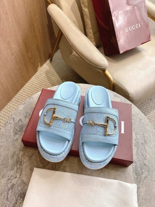 Gucci 8356-8 Women's Sandals with Horsebit Detail and Gold Hardware