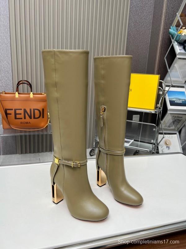 FENDI Delfina Round Toe Boots with FF Buckle - LY00520