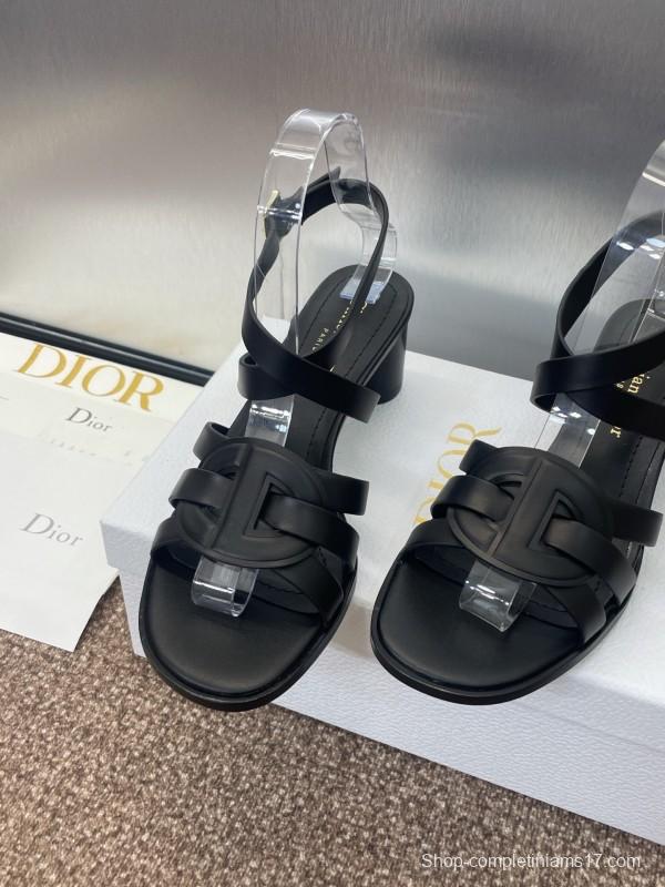 Dior D-Club Jelly Color Hollow Layered Cross Strap Mid Heel Women Shoes - KFY00290