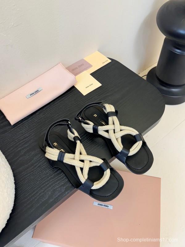 Miu 2025/SS Fashion Week Rope Woven Sandals - KFY00330