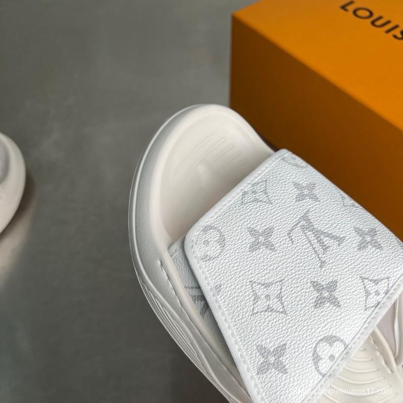 Louis Vuitton Miami Mule Slippers with Hook and Loop Closure - YC