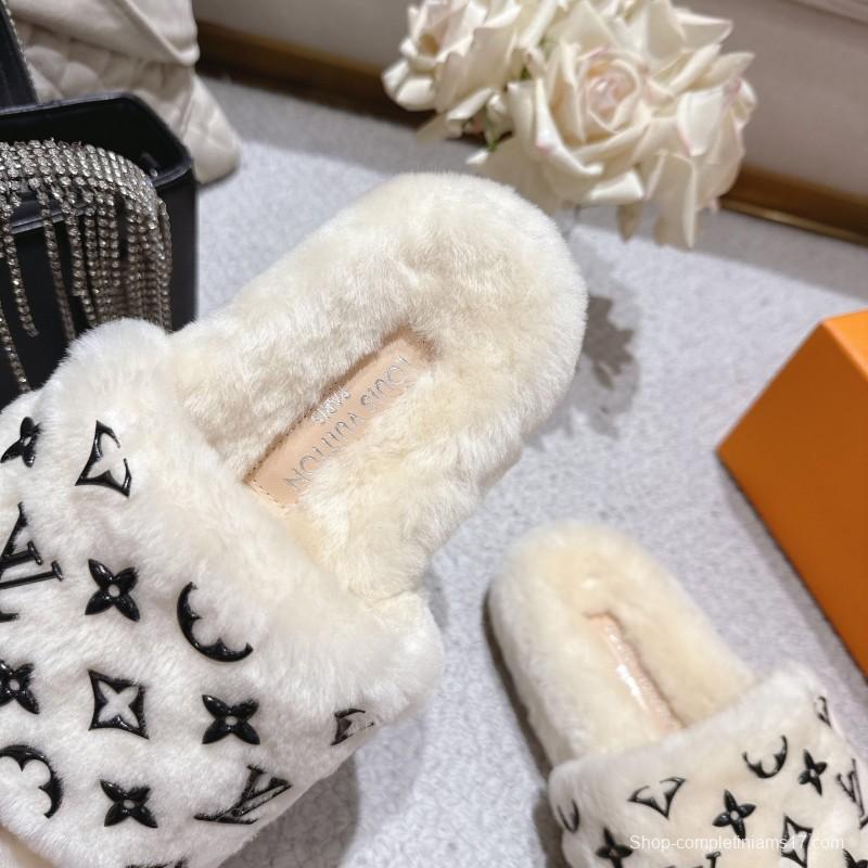 Lv 2025/ss Wool Lazy Slippers - LY00240