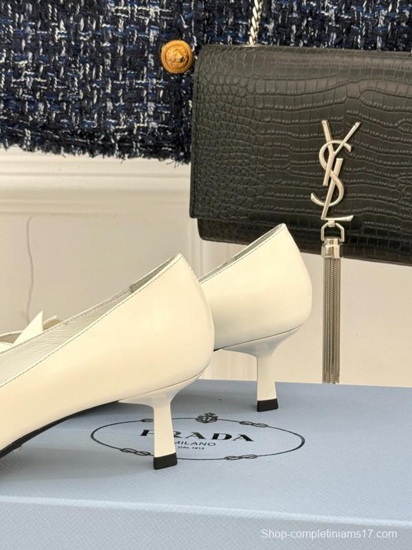 PRADA 2025/SS Catwalk Pointed Toe Kitten Heel Single Shoes - KFY00310