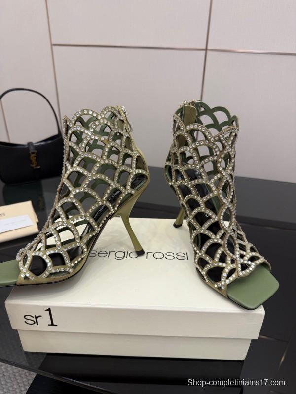 Sergio Rossi Mermaid Sandals 2025 SS Collection Elegant Fishnet High Heels - KFY00470
