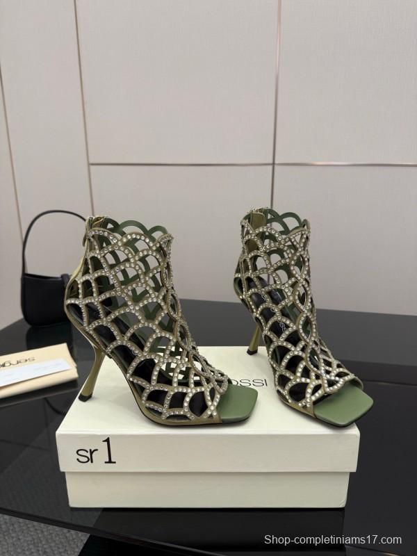 Sergio Rossi Mermaid Sandals 2025 SS Collection Elegant Fishnet High Heels - KFY00470