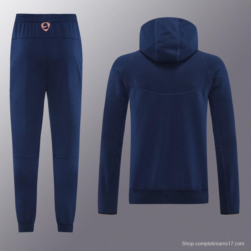 25/26 Barcelona 01 Royal Blue Hoodie Full Zipper Jacket+Long Pants