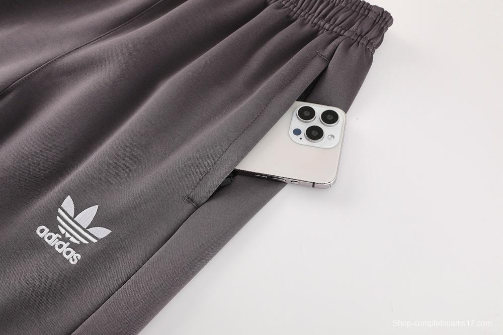 25/26 Real Madrid Light Grey Full Zipper Jacket+Long Pants