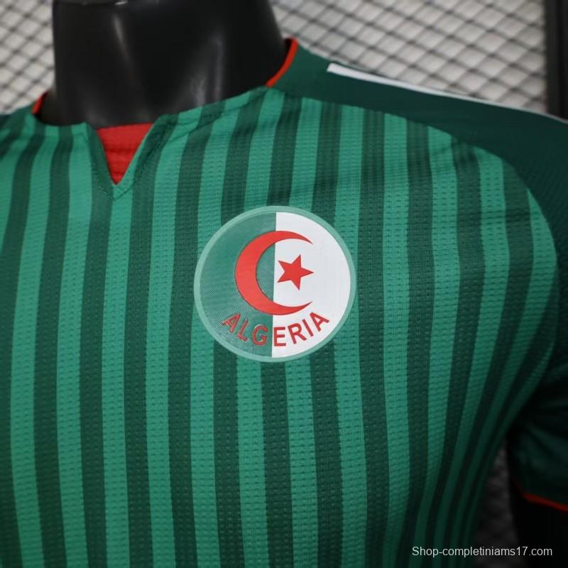 Player Version 2026 Algeria Home Green with Vertical Stripe Pattern Jersey