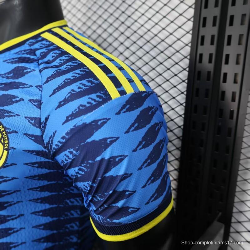 Player Version 2026 Colombia Away Blue with Zigzag Wave Pattern Jersey