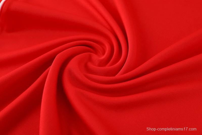 25/26  Adidas Red/White Full zipper Jacket Tracksuit+ long pants