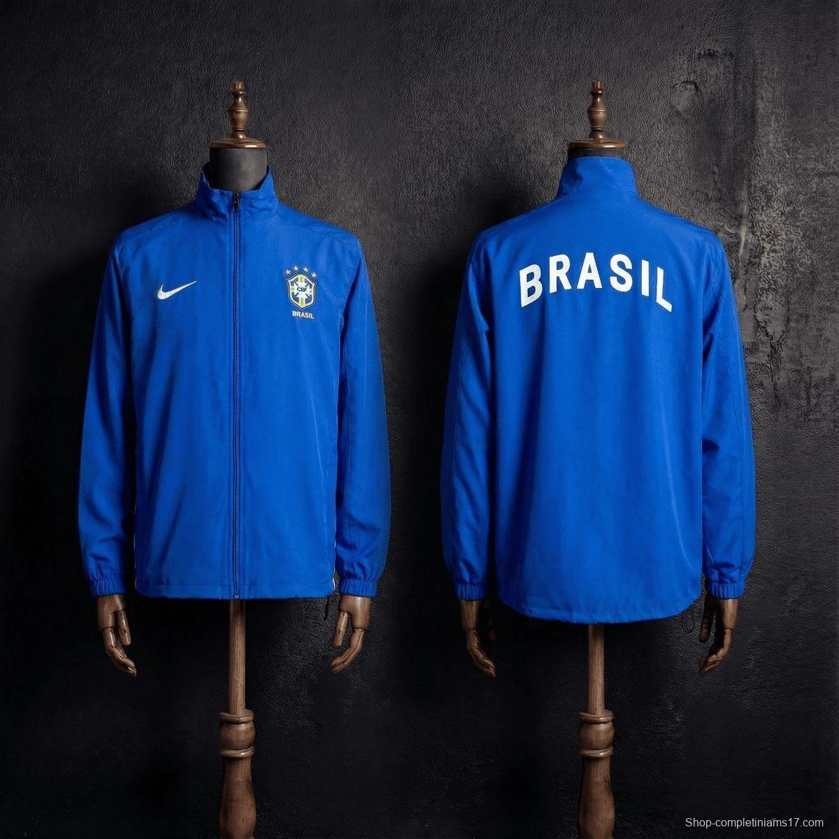 1998 Vintage Style Brazil Blue Jacket Windbreaker