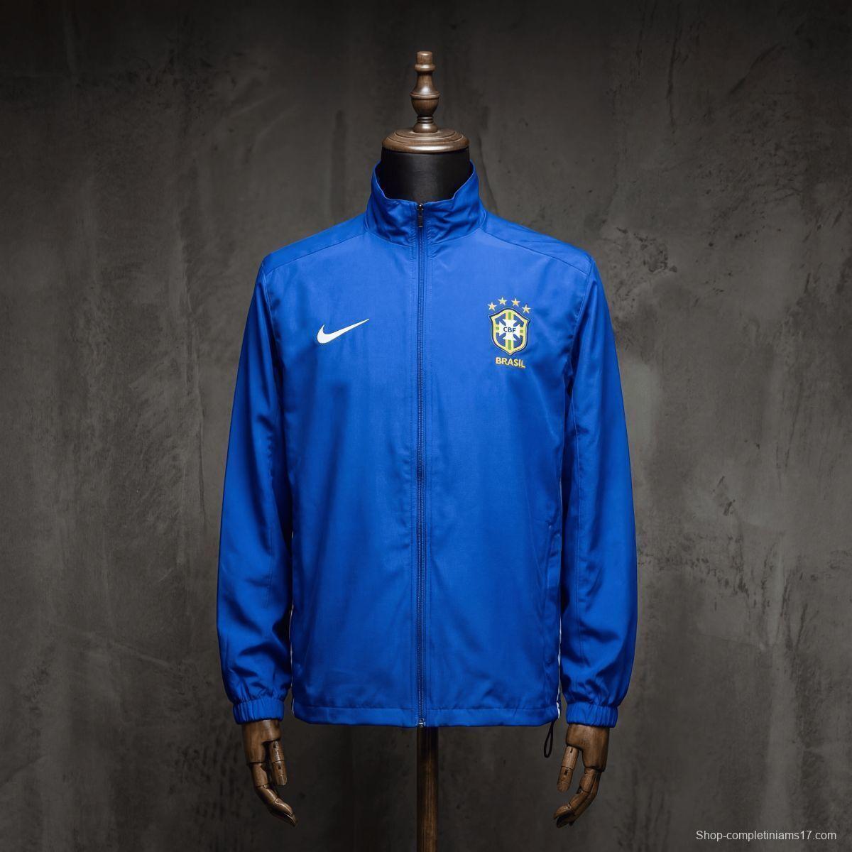1998 Vintage Style Brazil Blue Jacket Windbreaker