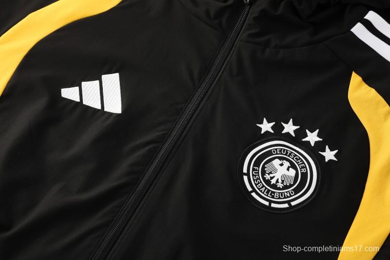 2026 Germany Hoodie Black Full Zipper Windbreaker + Long Pants