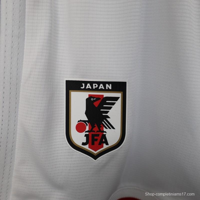 2026 Player Version Japan White with Navy Blue Stripes Shorts