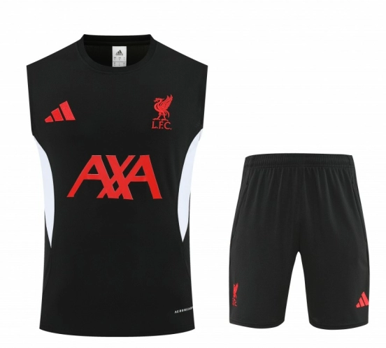 26/27 Liverpool Black Sleeveless Training Vest +Shorts Set