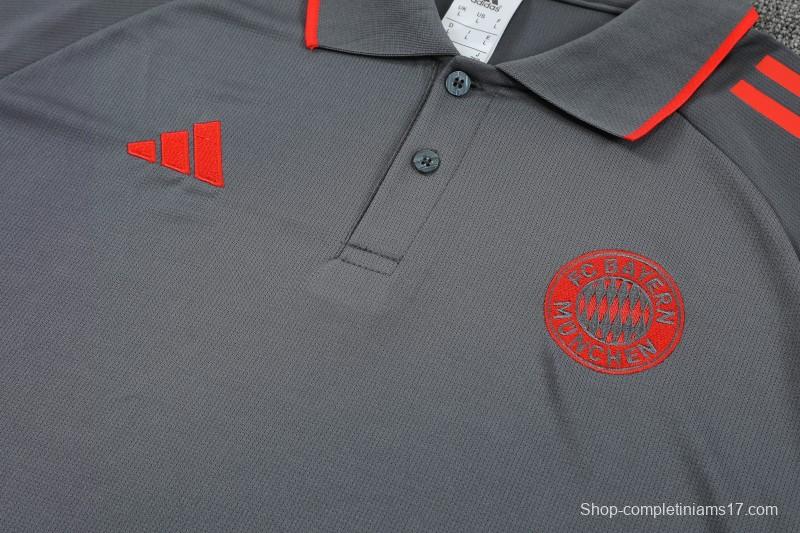 26/27 Bayern Munich  Grey  Polo Training Shirt + Long Pants Tracksuit