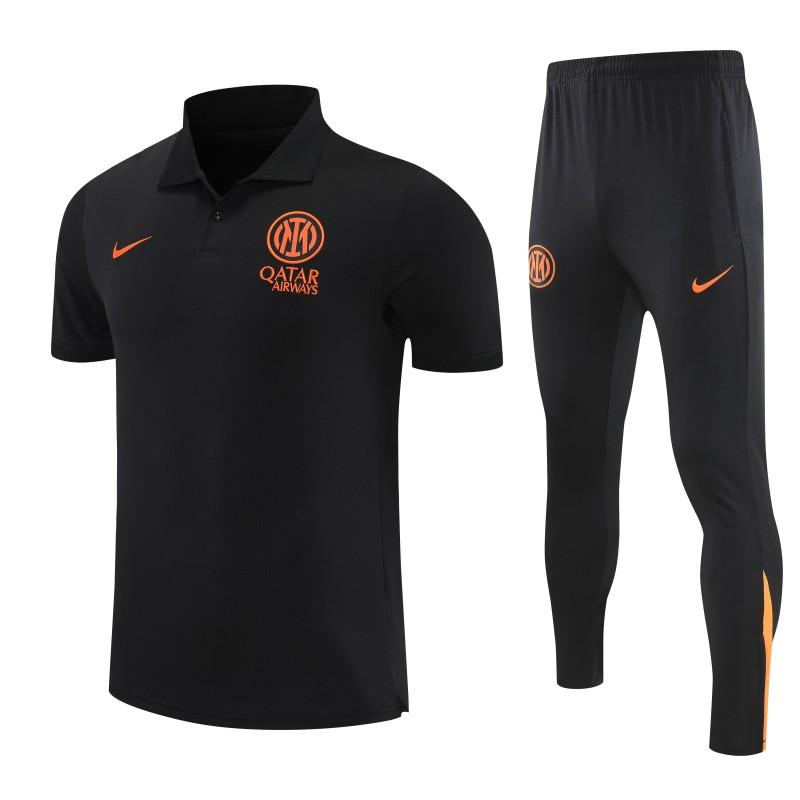 26/27 Inter Milan Black Polo Training Shirt + Long Pants Tracksuit
