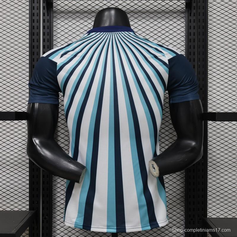 Player Version 2026 Argentina White Light Blue Dark Blue Radial Stripe Special Edition Jersey
