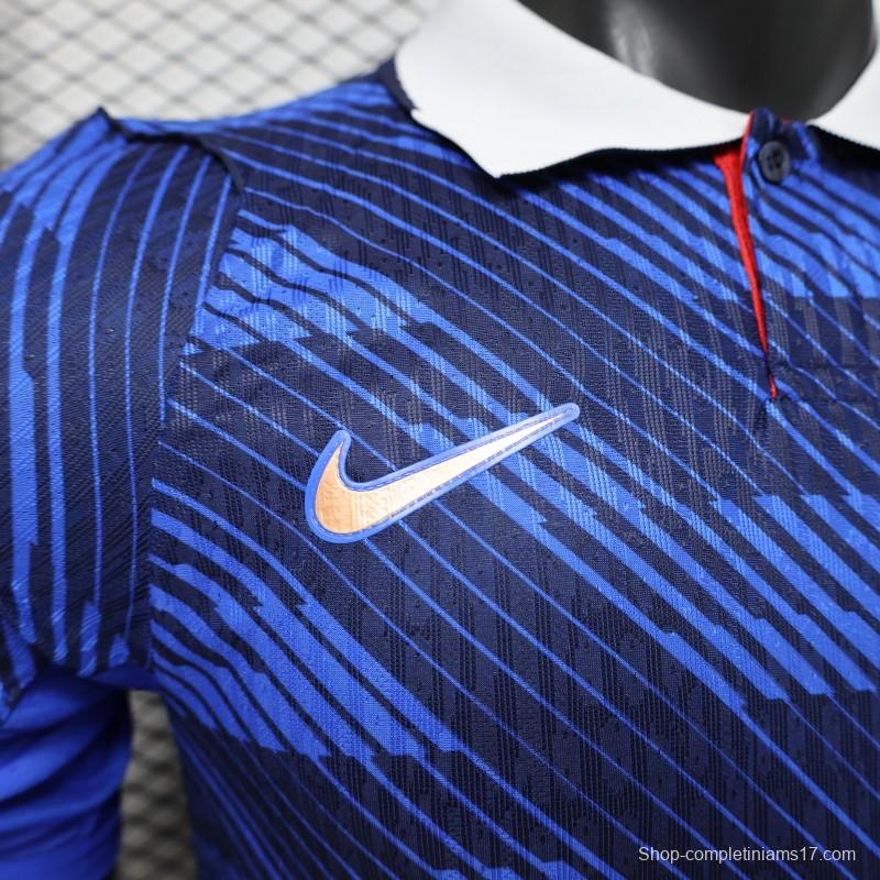 Player Version 2026 France Blue with Diagonal Stripe Pattern Special Edition Jersey