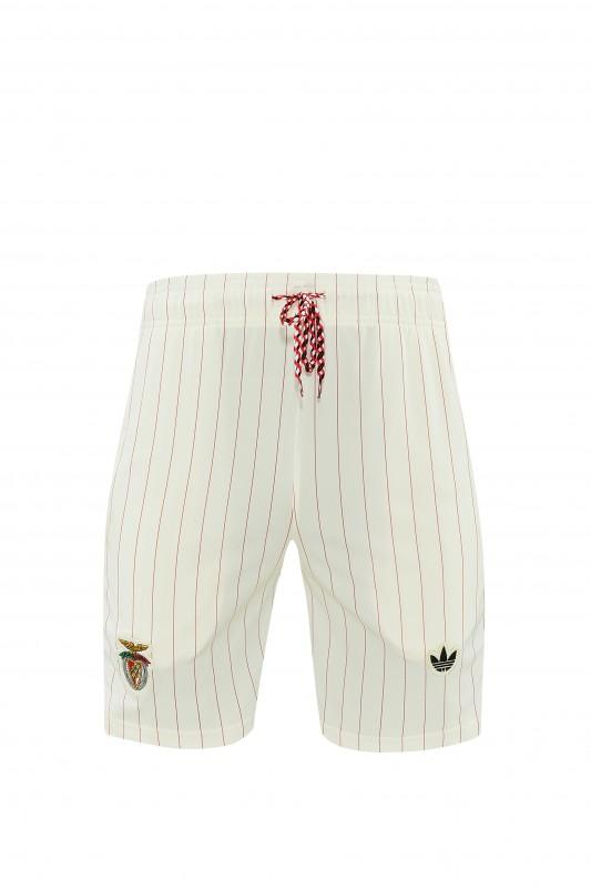 26/27 Benfica × Adidas Originals Off-White Pinstripe Short Sleeve+Soccer Shorts