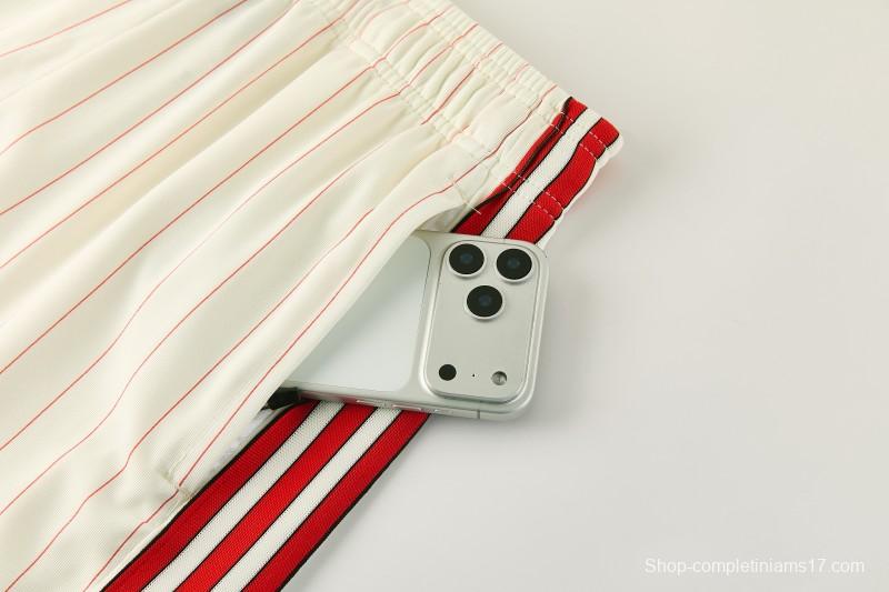 26/27 Benfica × Adidas Originals Off-White Pinstripe Short Sleeve+Soccer Shorts