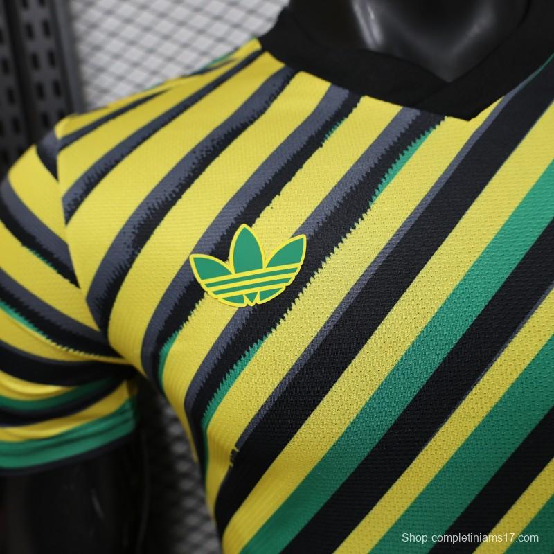 Player Version 2026 Jamaica x Adidas Originals Home Yellow Diagonal Stripe Jersey