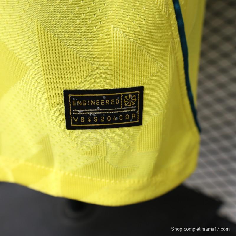 Player Version 2026 Brazil  Yellow with Geometric Pattern Home Long Sleeve Jersey