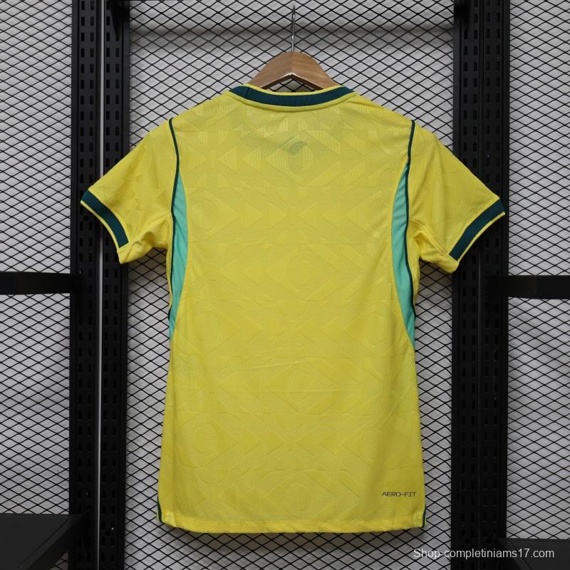 Player Version Women 2026  Brazil Yellow with Green Home Jersey