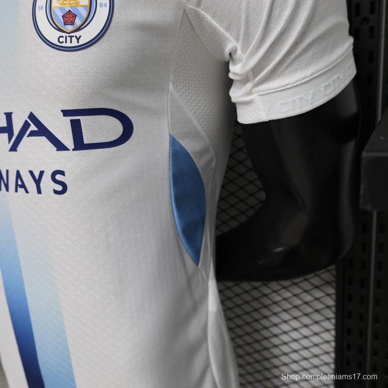Player Version 26/27 Manchester City White with Blue Stripe Away Jersey