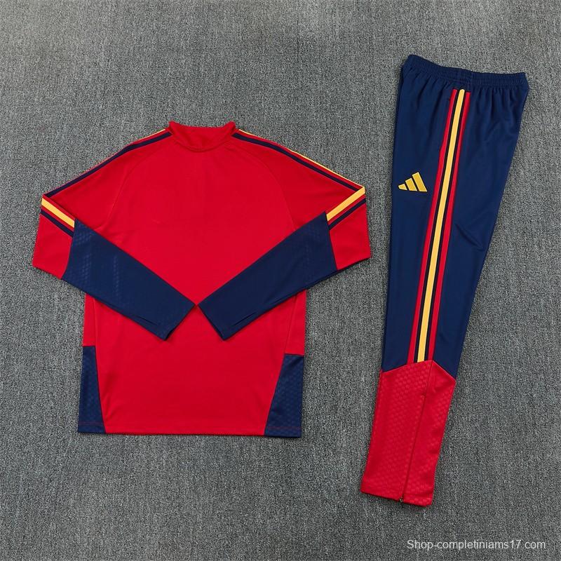 26/27 Spain Home Red Half Zipper Jacket Tracksuit + Long Pants