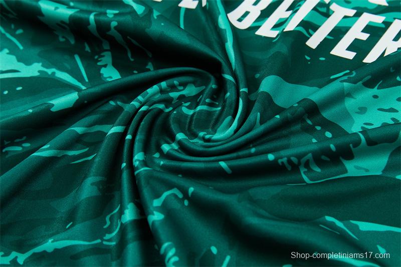 2026 Real Madrid Dark Green Camouflage  Half Zipper Jacket Tracksuit + Long Pants (Adidas)