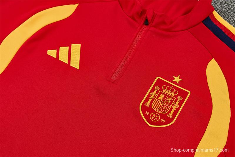 26/27 Spain Home Red Half Zipper Jacket Tracksuit + Long Pants