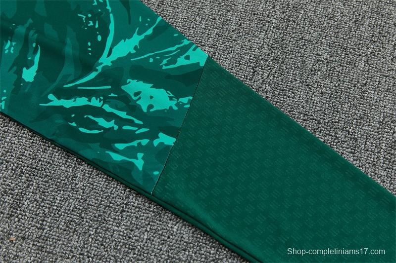 2026 Real Madrid Dark Green Camouflage  Half Zipper Jacket Tracksuit + Long Pants (Adidas)